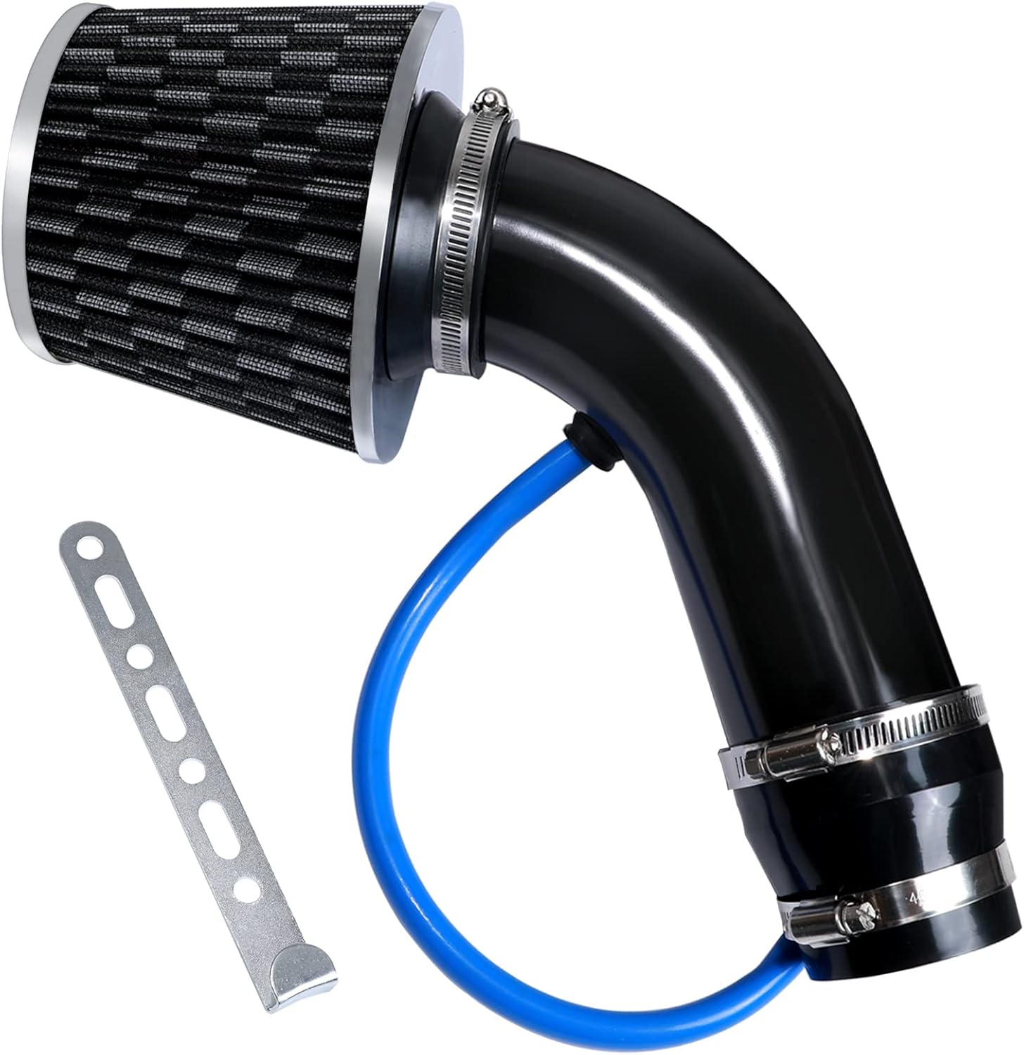 3 Inch Universal Cold Air Intake Filter Kit with Stainless Steel Filter and Aluminum Alloy Pipe, Automotive Air Filter High Induction Flow (Carbon Fiber)
