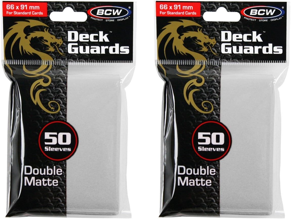 BCW 100ct Deck Guard WHITE MATTE Finish for Stardard Size Collectable Cards - Deck Protector Sleeves [2-Pack Bundle]