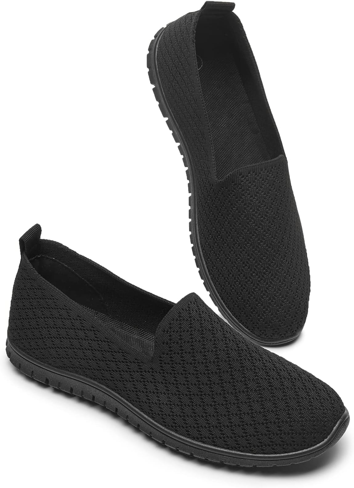 Women's Mesh Flats Shoes Breathable Slip on Shoes Casual Black and White Flats Comfortable Walking Shoes