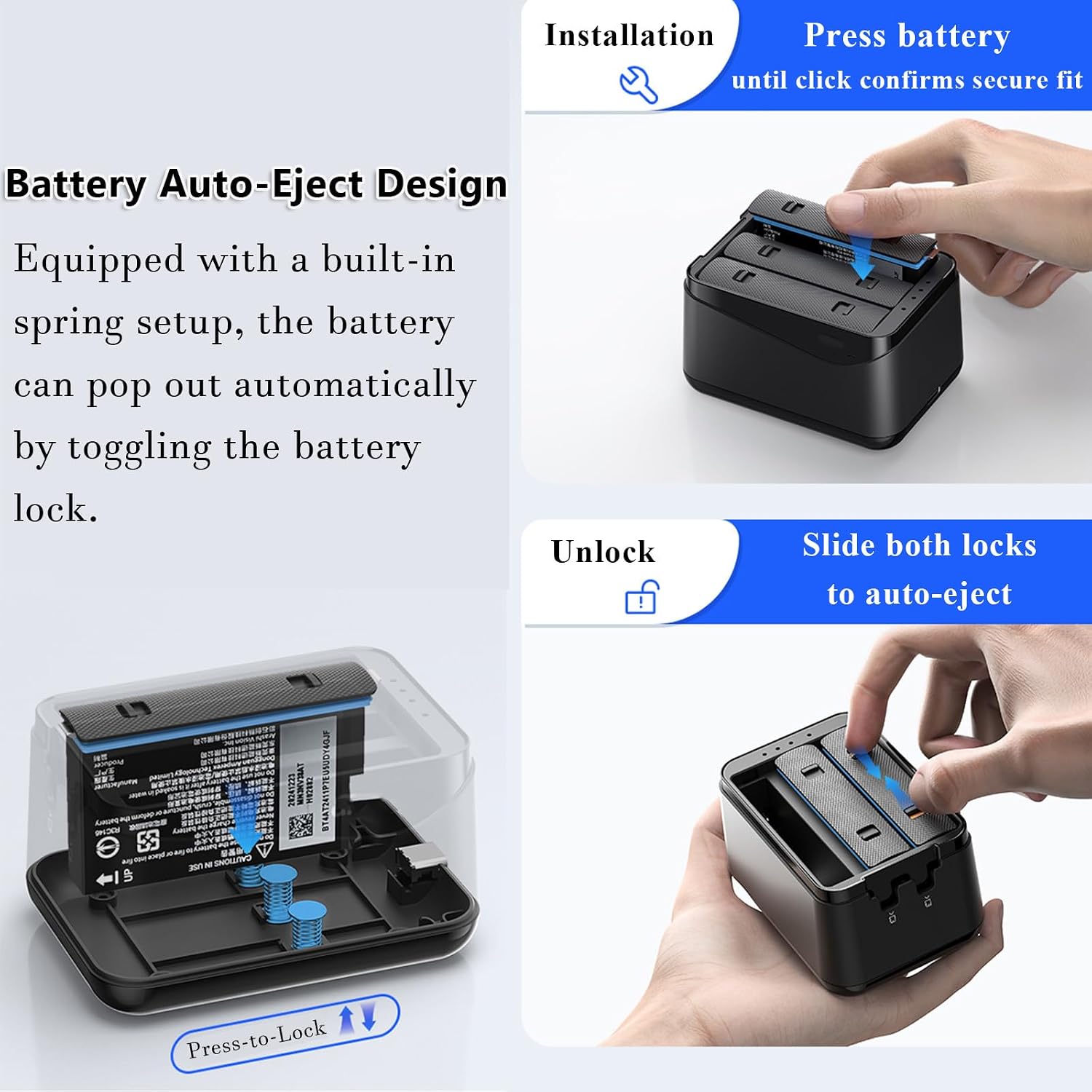 Charging Case for Insta360 X5, Battery Charger Set for Insta360 X5 Fast Charger Hub, Intelligent Charging, Automatic pop-up, Simultaneous Charging of 3 Batteries