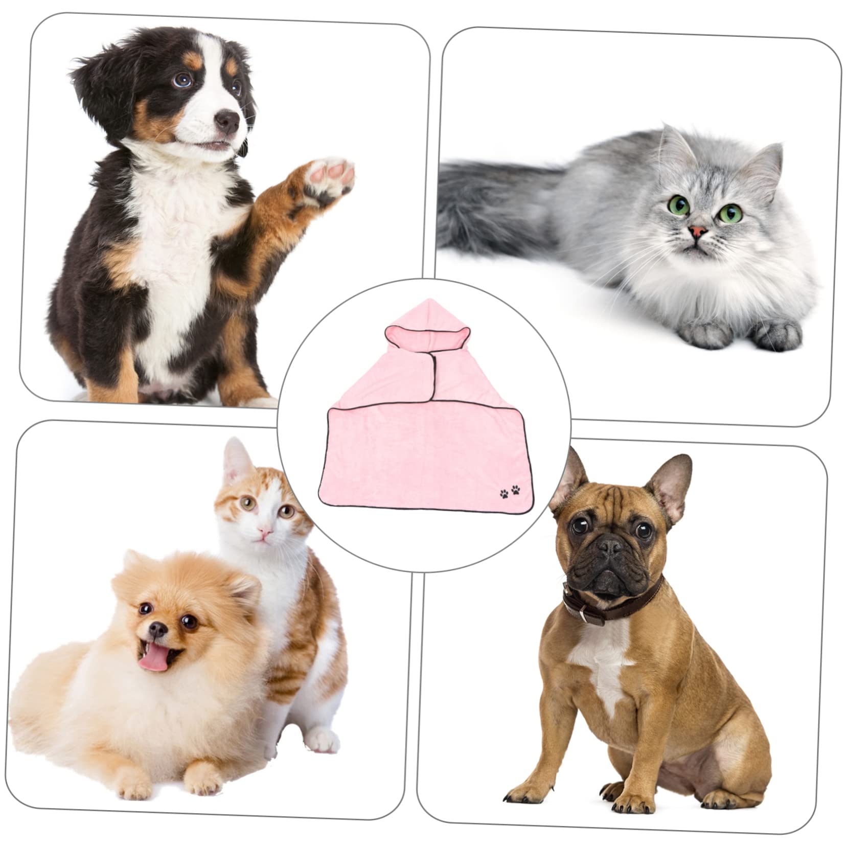 Sosoport 2 Pièces Peignoir pour Animaux De Compagnie Serviette De Bain pour Chat Serviette De Bain pour Animaux De Compagnie Serviette À Séchage Rapide Serviette Chien Peignoir Manteau