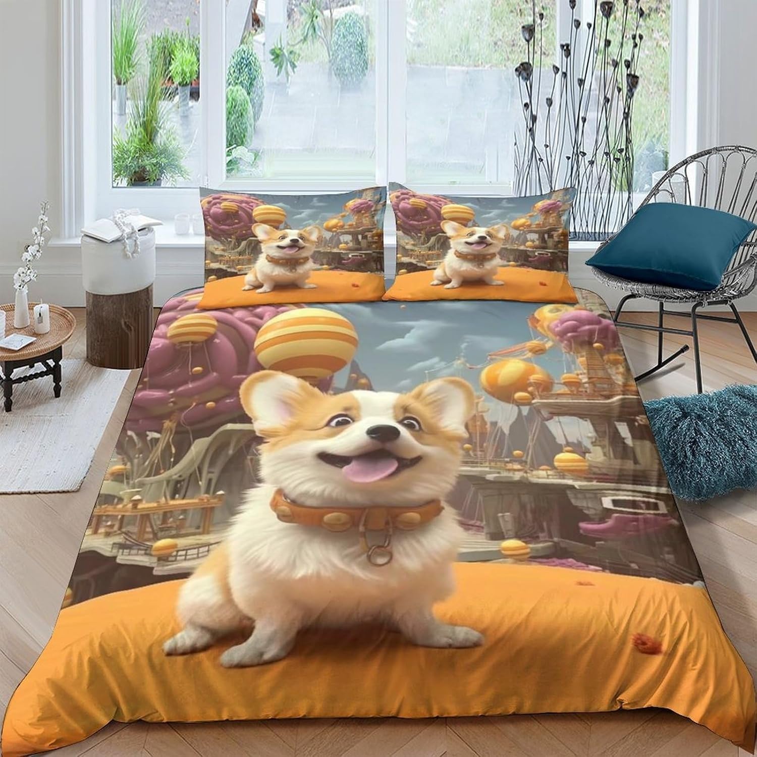 Housses de Couettes Microfibre Douce Chien avec Fermeture Éclair