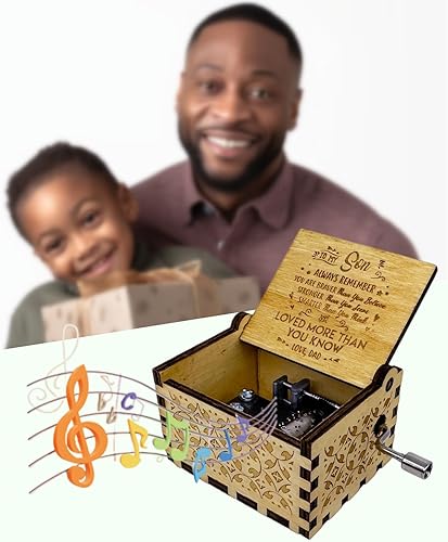 Miniatura 3 de Caja de música You are My Sunshine from Dad to Son, manivela clásica grabada, cajas musicales grabadas, regalos de recuerdo para hijo de papá para