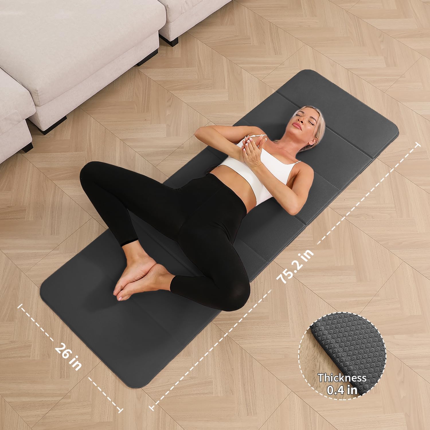 Foldable Yoga Mat - 10mm Extra Thick, 75"26" Non-Slip Exercise Fitness Mat | SGS Eco-Certified, Portable for Yoga/Pilates/Studio/Home Workout - Image 3