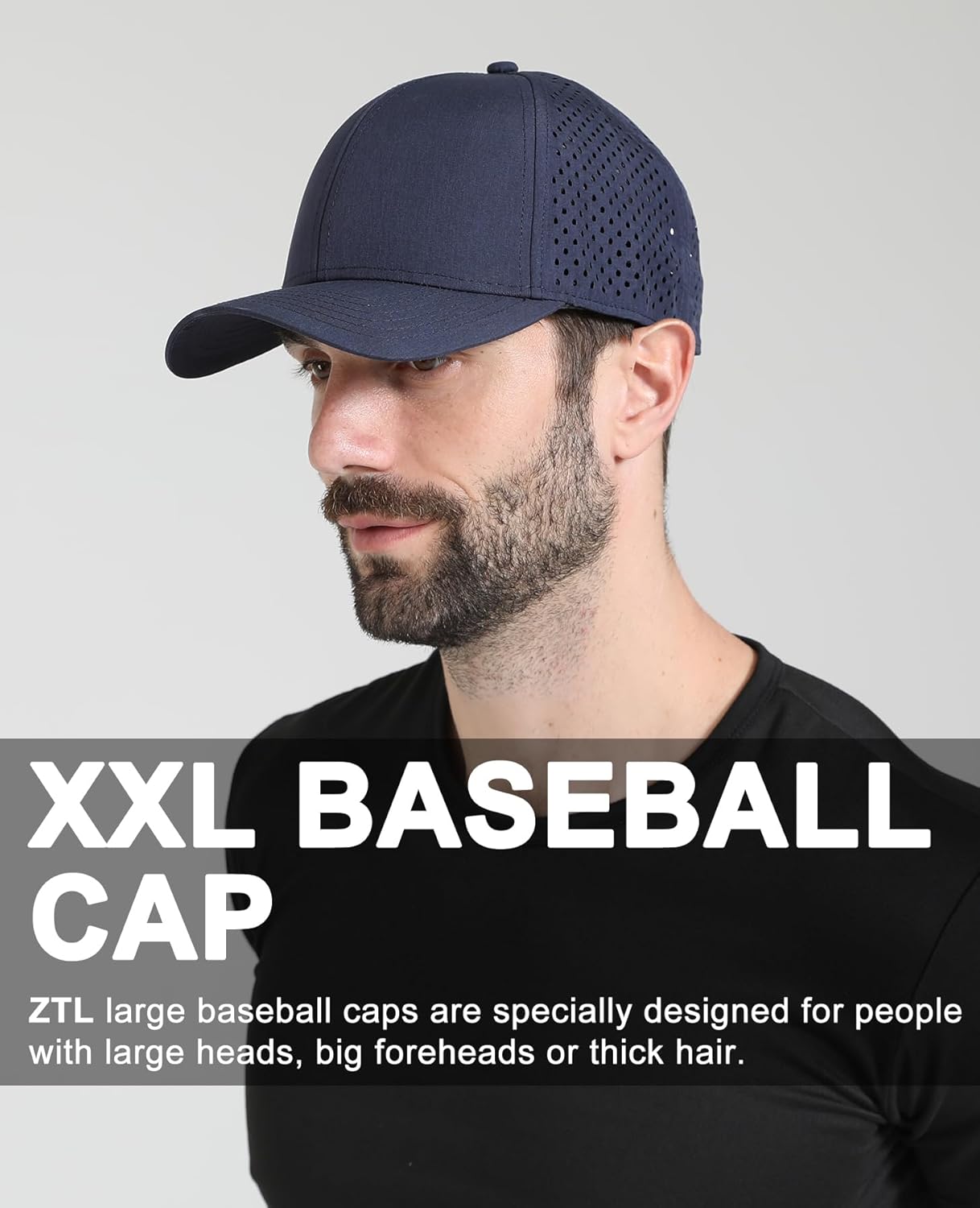 Oversize XL XXL Quick Dry Baseball Cap, Large Performance Snapback Hats, Laser Cut Mesh Ball Cap for Men Big Heads 23.5"-26" - Image 3