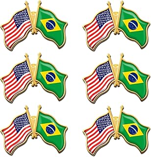 6/12/50/100 Pack -American Brazil Friendship Flag Pins Bulk -1.4” Metal US USA Brazilian Lapel Pins Badge Button Souvenir