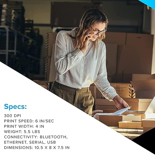 Miniatura 9 de Zebra ZD621 - Impresora de escritorio de transferencia térmica con pantalla táctil LCD de 300 dpi ancho de impresión USB de 4 pulgadas Ethernet