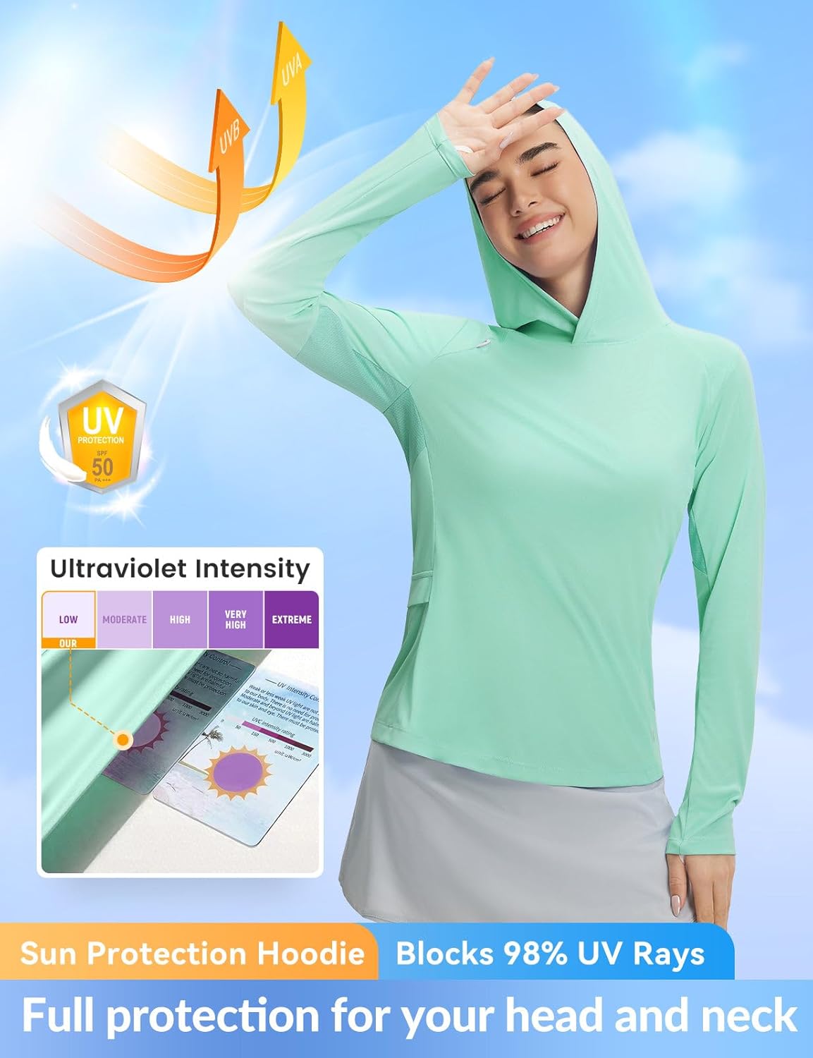 baleaf Women's Sun Shirts UPF 50+ Mesh Back Lightweight Breathable Long Sleeve Shirt SPF Hoodie for Fishing Hiking - Image 6