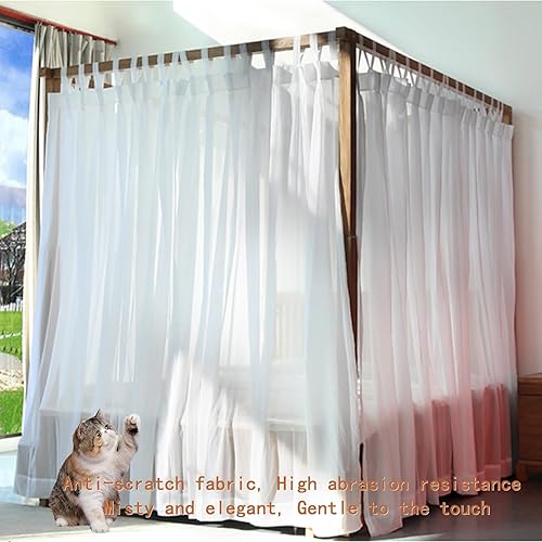 Miniatura 5 de AIKASY Tabla de cama con toldo con parte superior y velcro autoadhesivo, tela de princesa de gasa blanca, crea un ambiente romántico en la