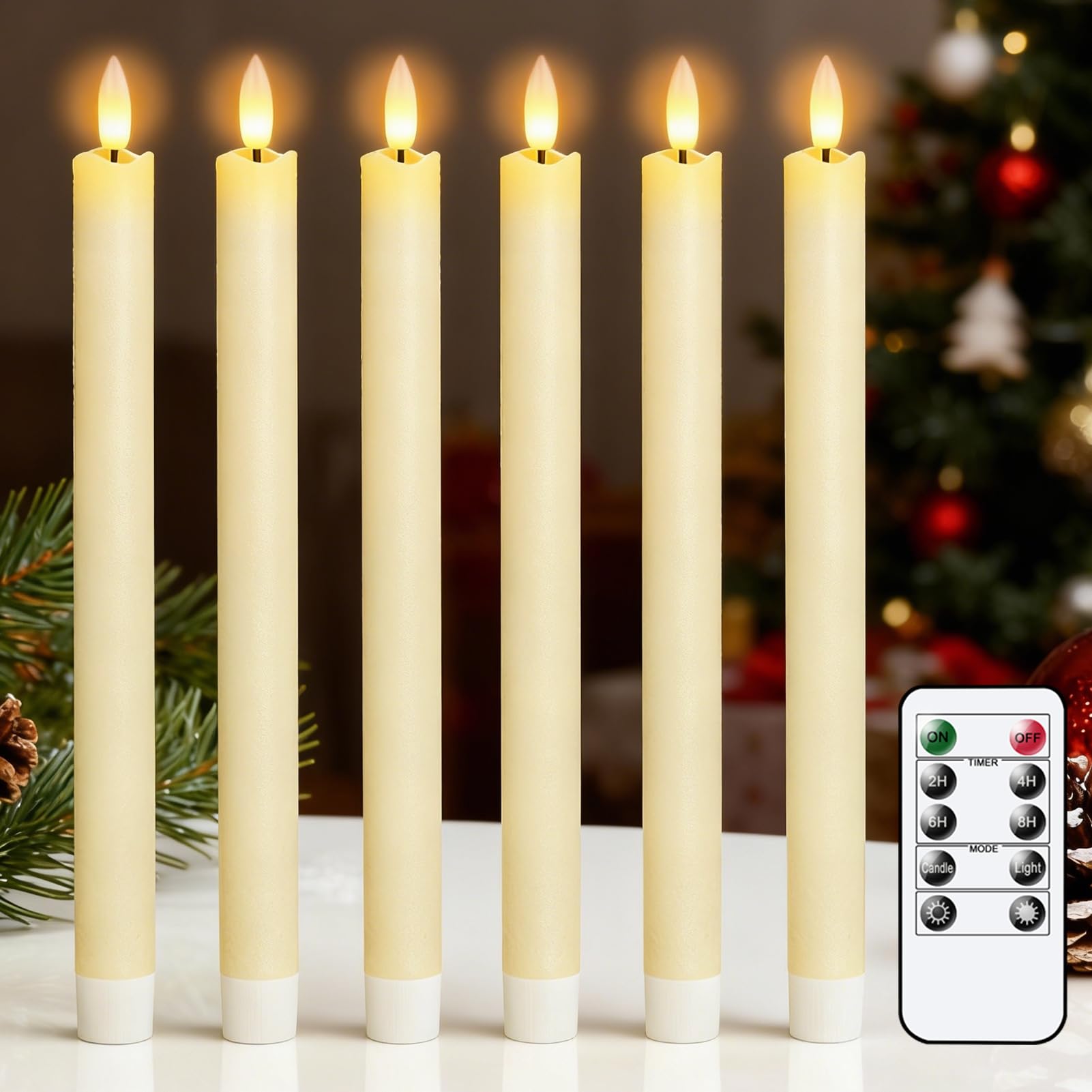 Eldnacele Lot De 3 Bougies LED Sans Flamme Vacillantes Avec Minuteur, Mèche 3D En Cire Véritable Fonctionnant à Piles Pour Fête De Mariage, Décoration De La Maison Blanc