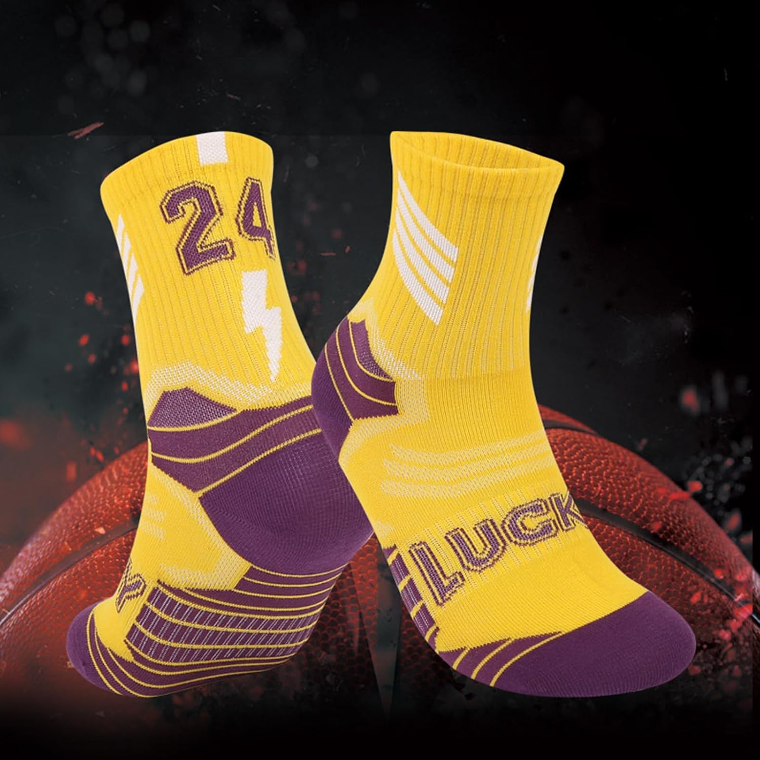 Lucky Number Youth Boys Basketball Socks Athletic Running Socks Basketball Team Sports Star Socks for Youth Boys