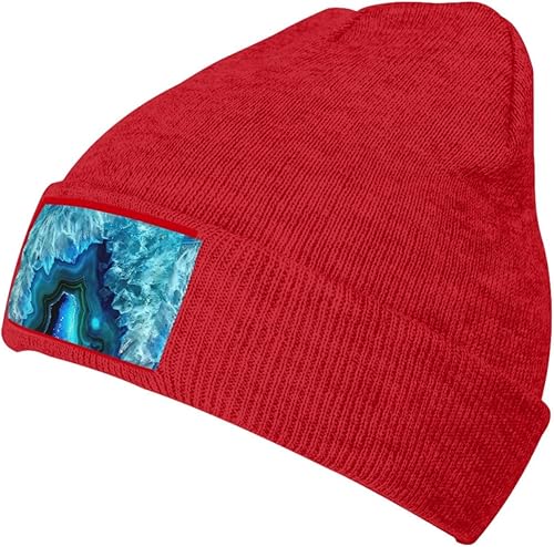 JBYJBX Bright Aqua Blue Print Unisex Knitted Hat Daily Hat Birthday Theme Elasti Beanie Cap Outdoor Leisure