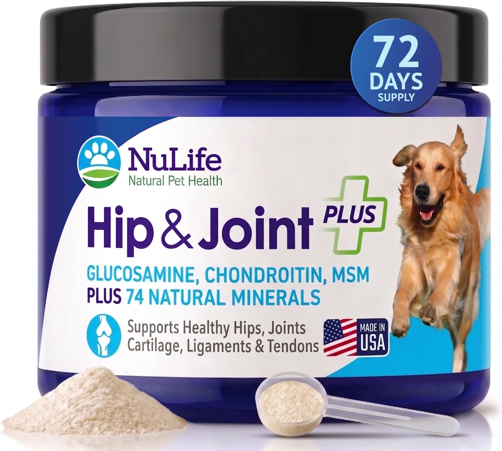 Advanced Glucosamine Powder for Dogs for Arthritis Pain Relief & Hip Dysplasia, Supports Joint Health & Reduces Inflammation with Glucosamine, Chondroitin, MSM & Coral Calcium, 6oz Powder