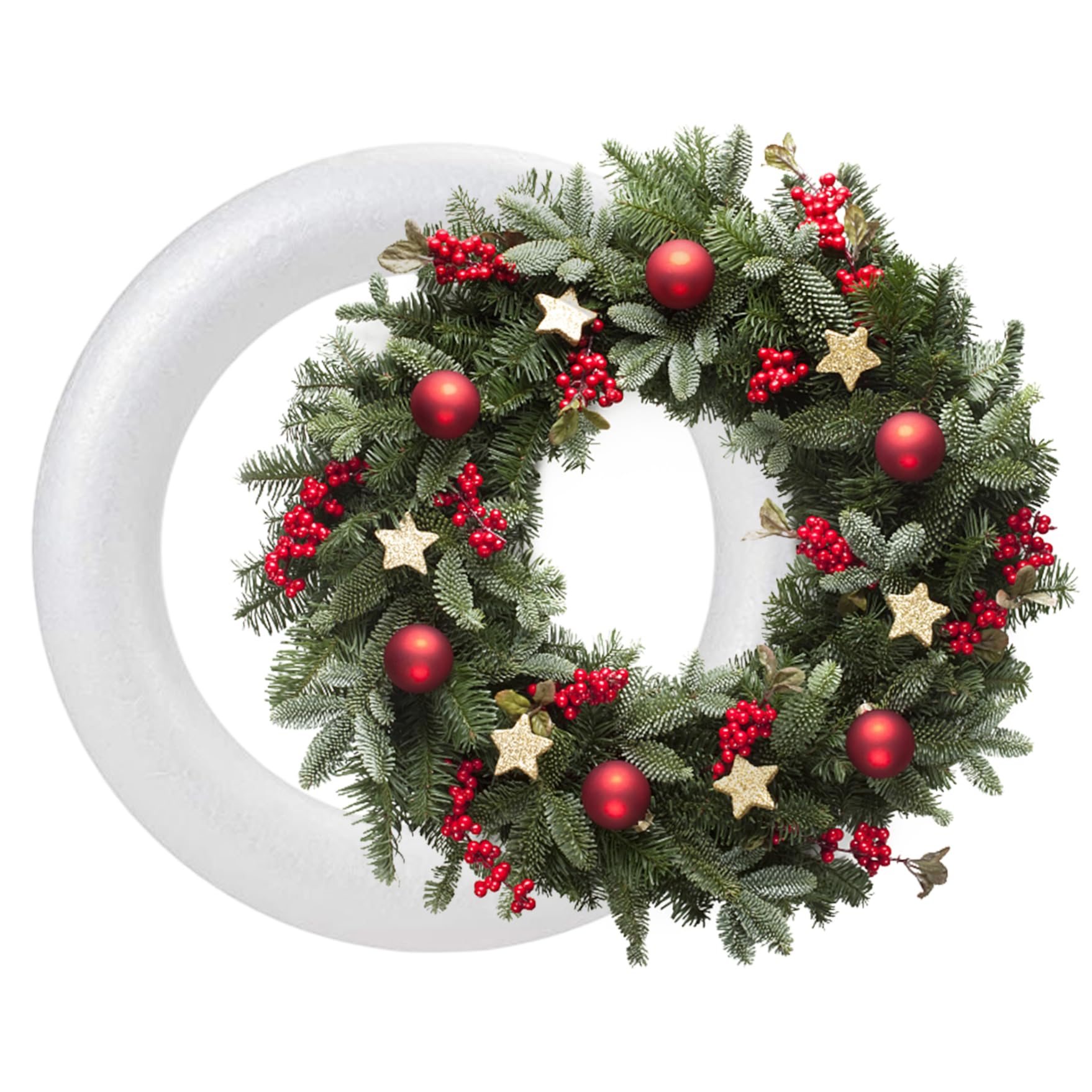 Couronne de Noël en mousse blanche 12 pouces pour décorer votre table de fête et maison
