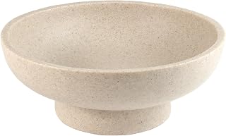 Plukers Modern Pedestal Fruit Bowl - Handcrafted Resin Key Tray for Kitchen Countertop, Entryway Table - Minimalist Beige Home Decor Accent