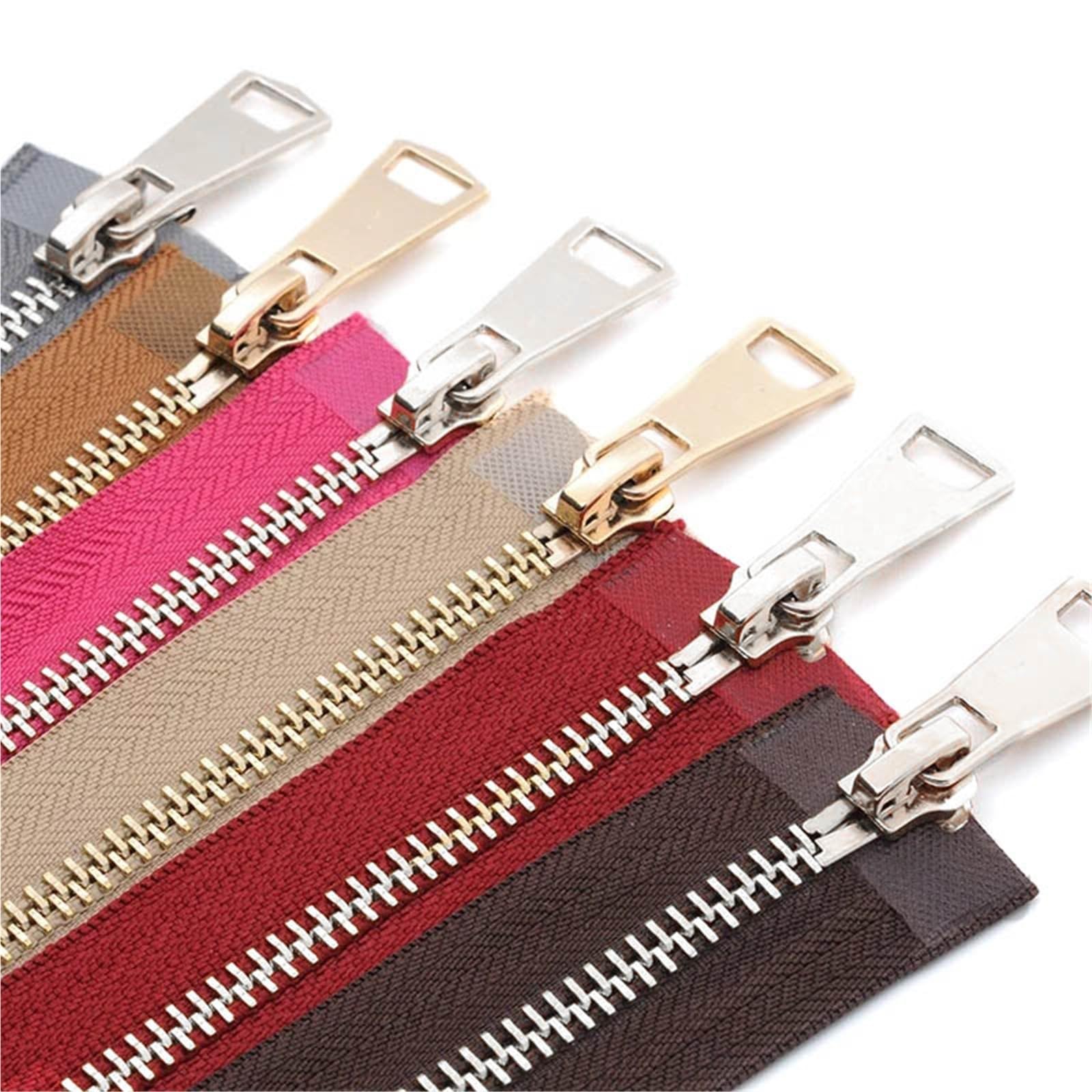20/30/40/50/60/70/80cm 5# Colorful Open-End Auto Lock Metal Zipper DIY Handcraft for Clothing Pocket Garment Shoes(Yellow,40cm)