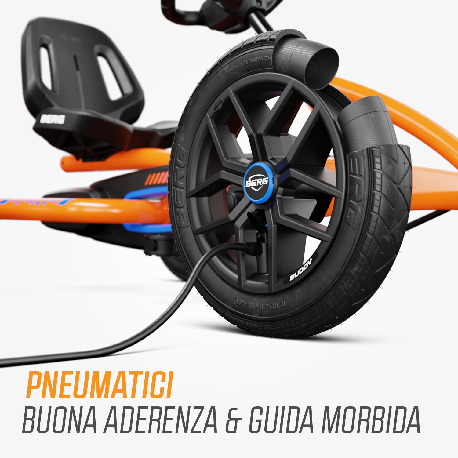 BERG Karting Buddy B-Orange | Kart a Pedali, Go-Kart, Sedile Regolabile, Ruote Gonfiabili, Kart a Pedali per Bambino, Bici e Veicolo per Bambini 3-8 Anni