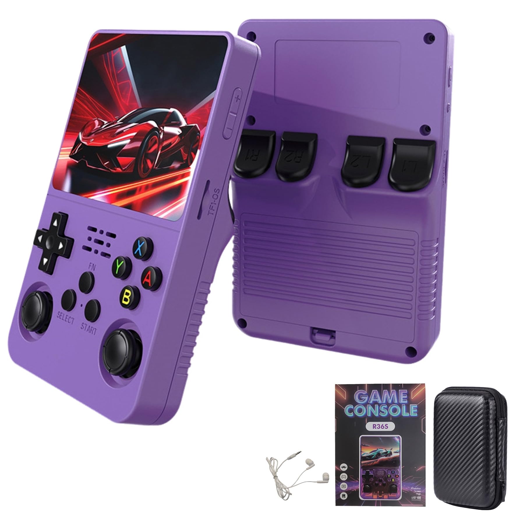R36S Purple 中華ゲーム機 ＋64GB microSD Amazon | R36S レトロハンドヘルドゲーム機 10以上の