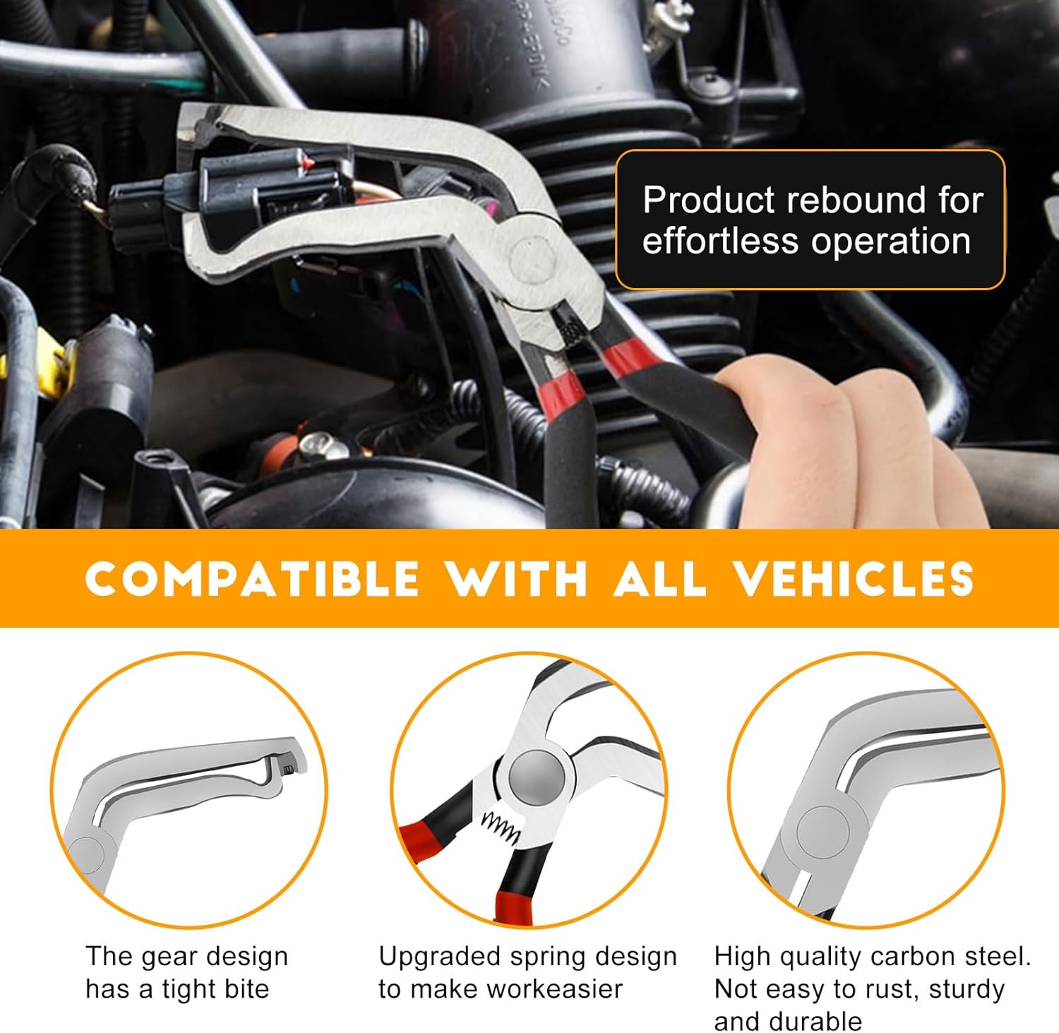 Car Clip Pliers/Disassembly Tools,Efficient Multi-Functional Automotive Snap Ring Pliers,Electrical Disconnect Pliers for Cars,Connector Separator Tool and Fuel line disconnect tool (4PCS)