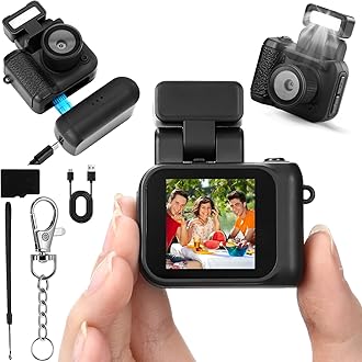 Mini Digital Camera Keychain with Flash Light 1080p Tiny Camera Mini Retro Micro Dv/Camcorder with 600 Mins Battery Life Compact Portable Recorder for Travel Study Recording (Black,128 Gb)