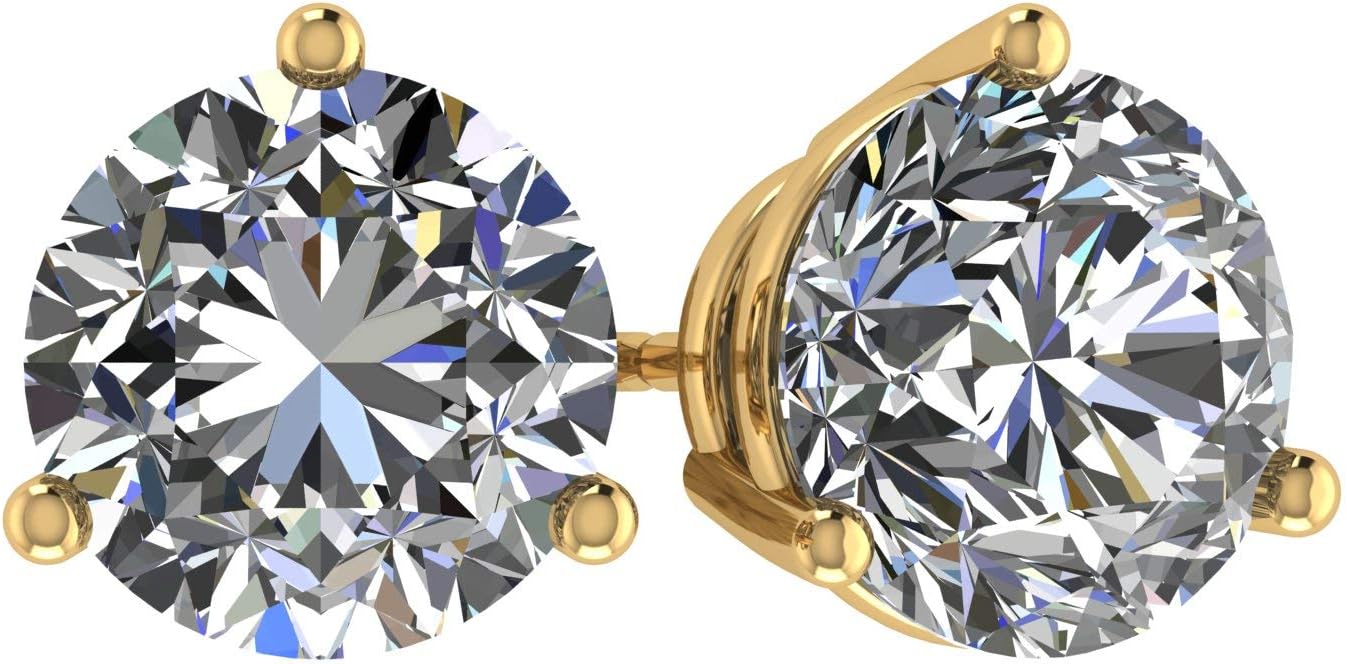 NANA Jewels Simulated Diamond Stud Earrings 3 or 4 Prong Round Cut Solid Sterling Silver Hypoallergenic 0.30-8.00cttw