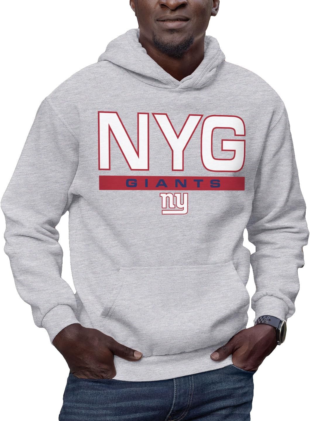 Hybrid Sports NFL - New York Giants - City Block - Men's and Women's Pullover Hooded Fleece Sweatshirt - Size Small - New York Giants - Athletic Heather