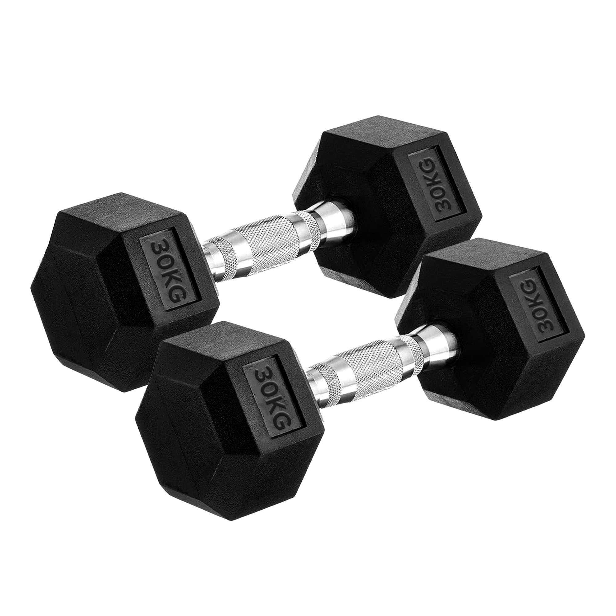 HAADI Hex Dumbbells, 1–10kg Pair, Rubber Coated Cast Iron Hand Weights (30Kg Pair)