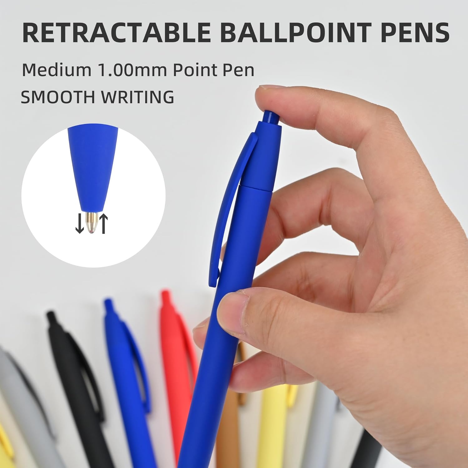 50 Pack Black Ink Pens - Bulk Pens, 1.0MM Medium Point Ballpoint Pens, Smooth Writing No Bleed Retractable Ball Point Pen (Brown body)