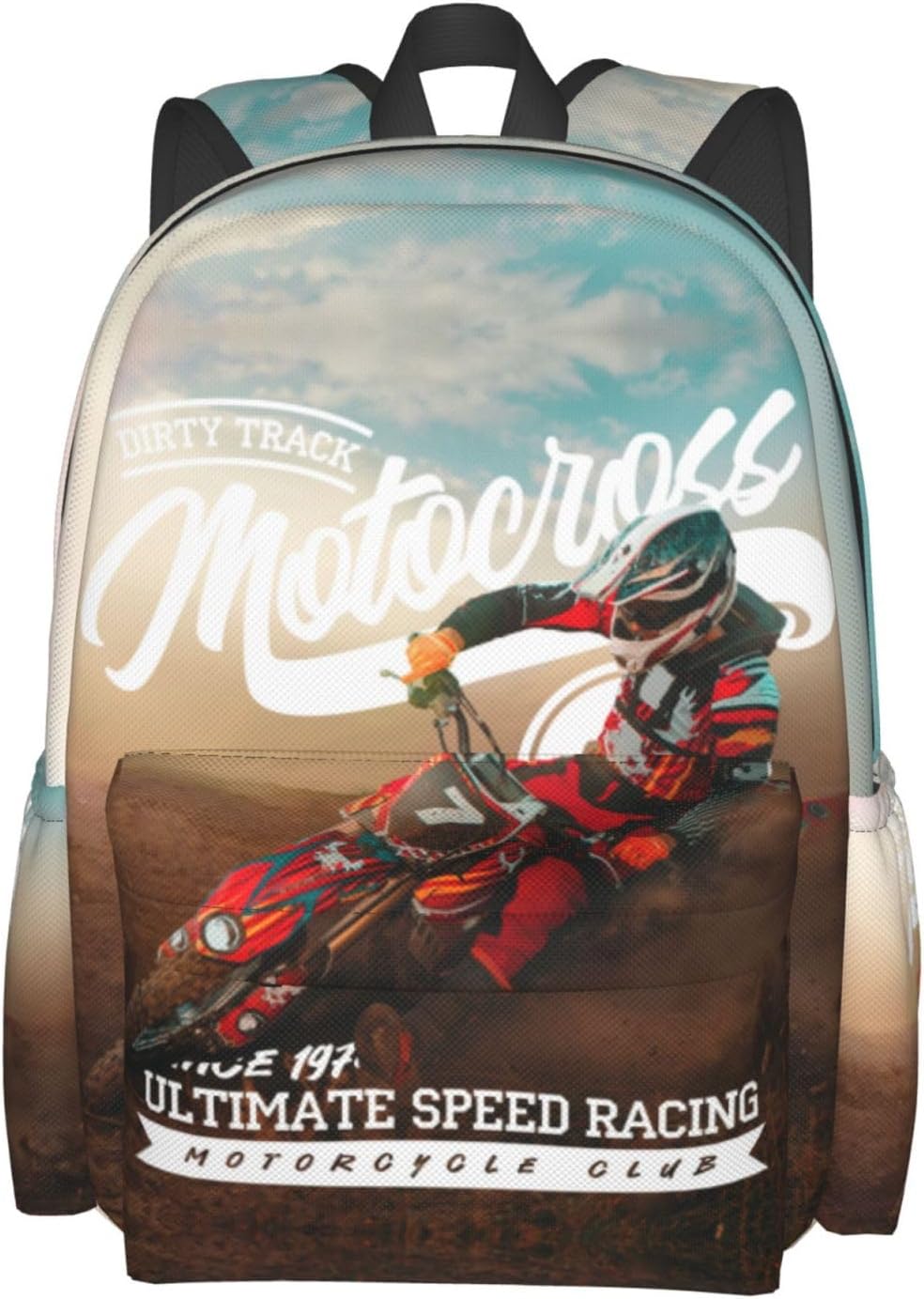 Dirt-Bike Backpack Motocross Motorcycle Vehicle School Bag Lightweight Bookbag Casual Daypack for Girls Boys Kids Women Men Travel Laptop 16 Inch - Image 2