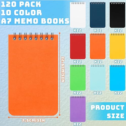 Miniatura 2 de 120 cuadernos de notas encuadernados en la parte superior, 25 hojasbloc, mini, blocs de notas en espiral, cuaderno de bolsillo de papel en blanco