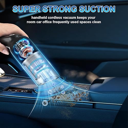 Miniatura 4 de Aspiradora de mano inalámbrica 38000PA  Limpieza profunda de 120 W para pelo de mascotas  Limpiador portátil con batería de 2000 mAh, luz LED y