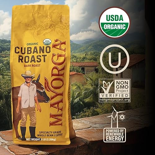 Vista 43 de Mayorga Café tostado oscuro intenso, bolsa de 2 libras, mezcla muy macho, el café orgánico más fuerte del mundo, granos de café enteros 100%
