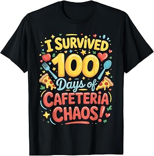 I Survived 100 Days of School Cafeteria Chaos Lunch Lady T-Shirt