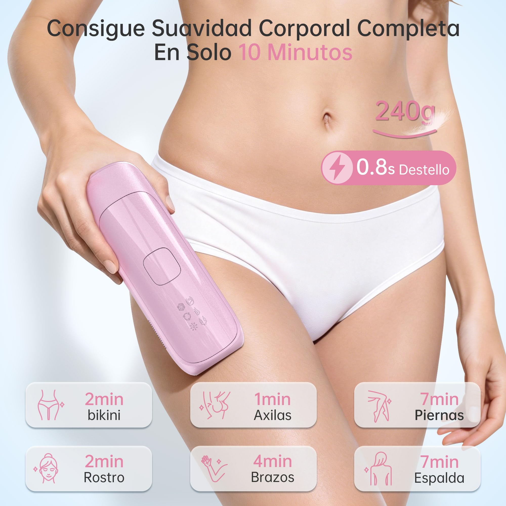 Depiladora Laser con Función de Enfriamiento: 530-1200NM Laser Depilacion con 3 Modos, Flash Continuo Automático, Epiladora de Luz Pulsada para Rostro, Axilas, Línea de Bikini y Cuerpo