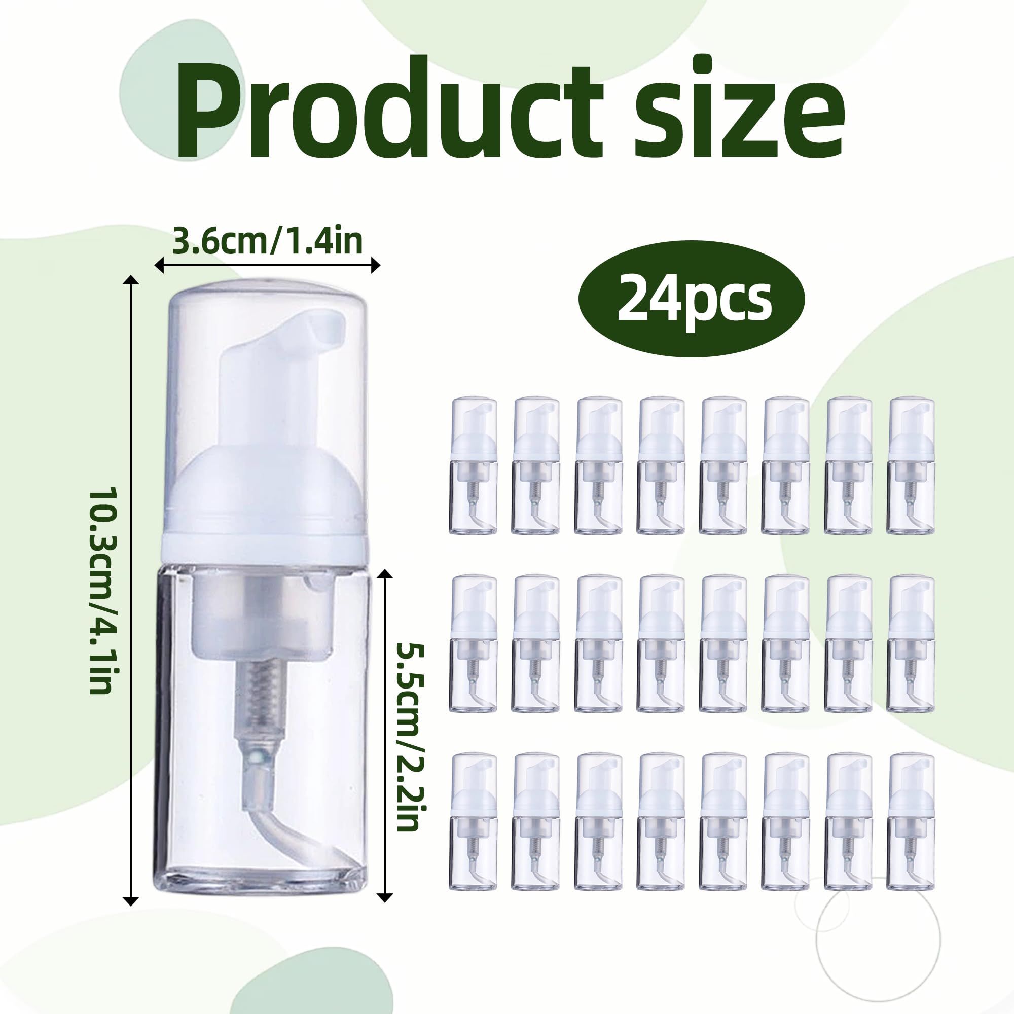 Lot de 24 flacons à pompe à mousse de petite taille, 28,3 g, distributeur de savon mousse en plastique transparent, vide rechargeable, mini flacon pompe en mousse pour lavage du visage, shampooing,