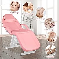 Vista 7 de Silla facial para tatuaje, cama de masaje ajustable de 73 pulgadas para artista con taburete, cama facial para cliente, sillas de spa multiusos