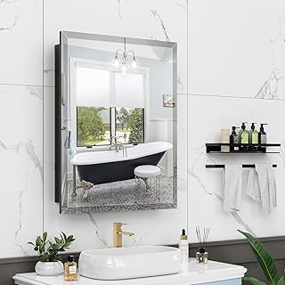 20X26 Inches Medicine Cabinet, Wall Mounted Bathroom Cabinet wirh Bevele...