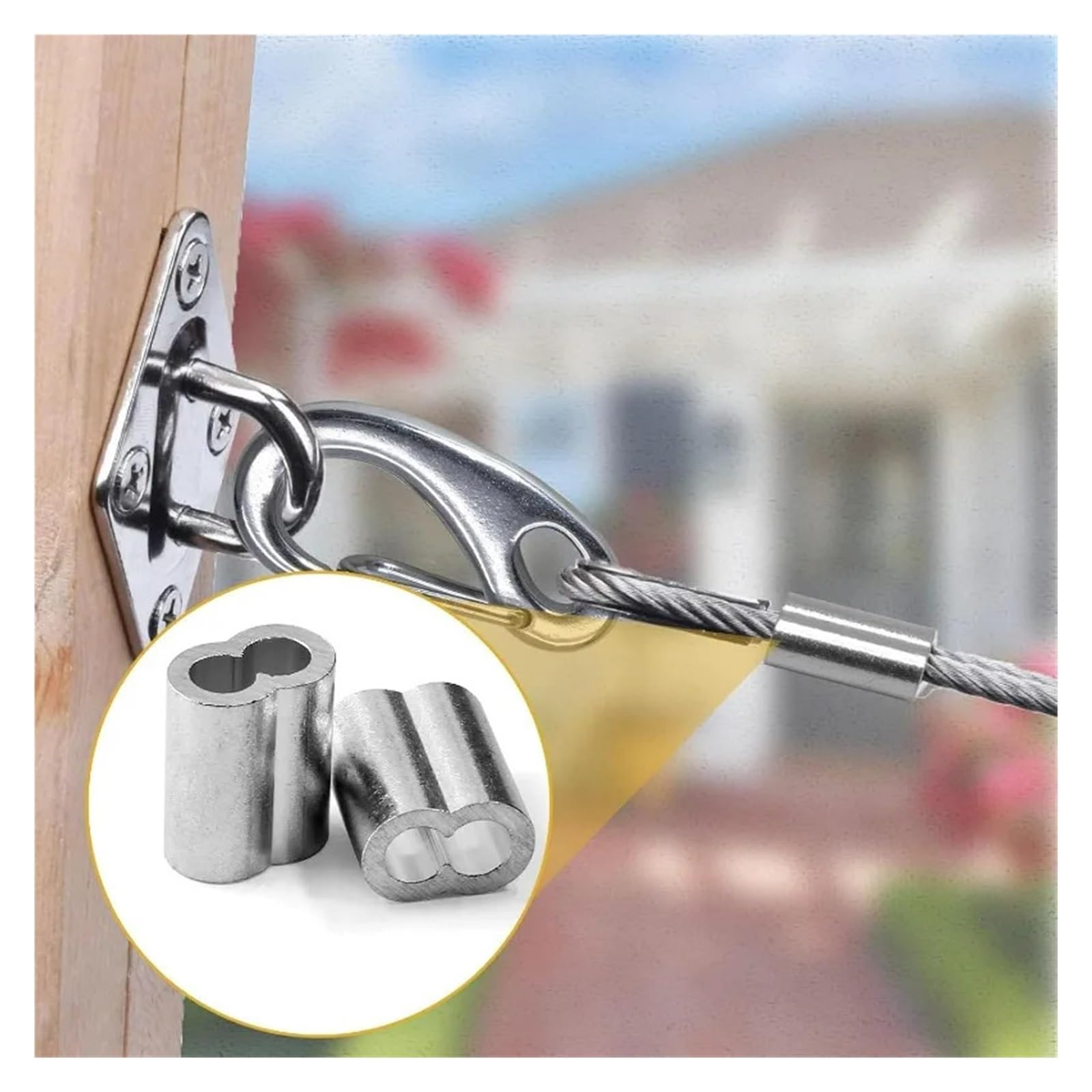 10/200 Pz Doppio Foro Cavo A Crimpare Manicotto M1.5 A M4 Puntali In Alluminio A Forma Di 8 Fermacorda E Ganci Corda Accessori Hardware(M4x200pcs)