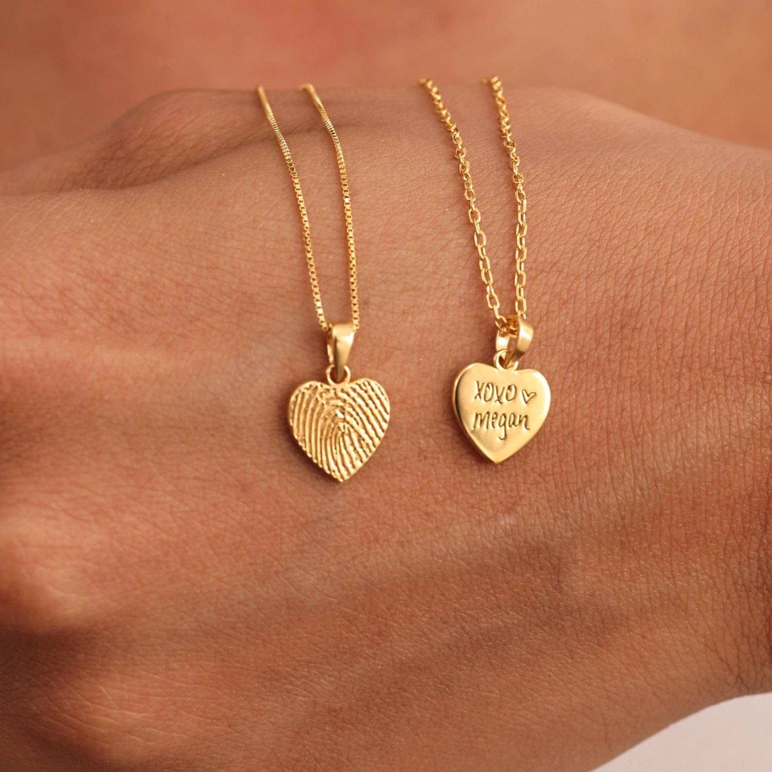 Cuore ciondolo impronta digitale Collana argento sterling 925 Ciondolo fatto a mano commemorativo Festa della mamma fatta a mano