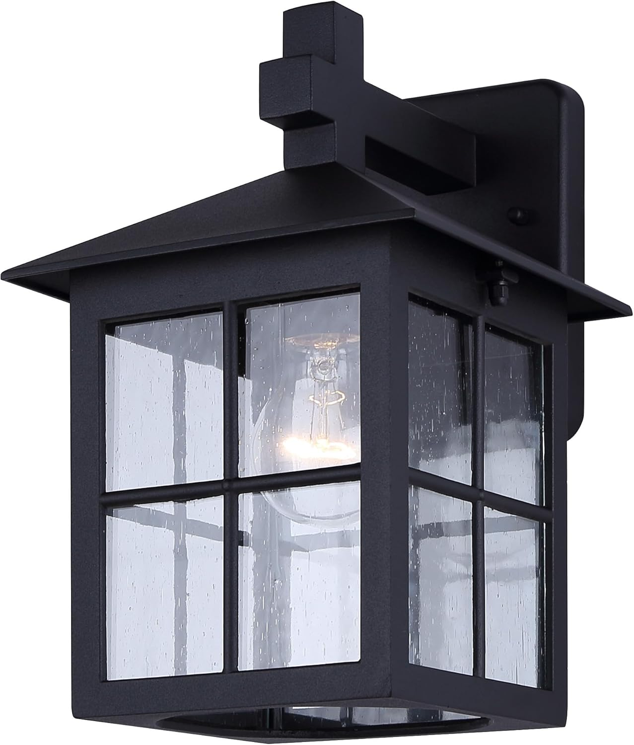 Canarm Dom Traditional Outdoor Down Light Lantern, Black Finish, Clear Seeded Glass, Exterior Wall Lighting for for Porch, Garage & Entryway