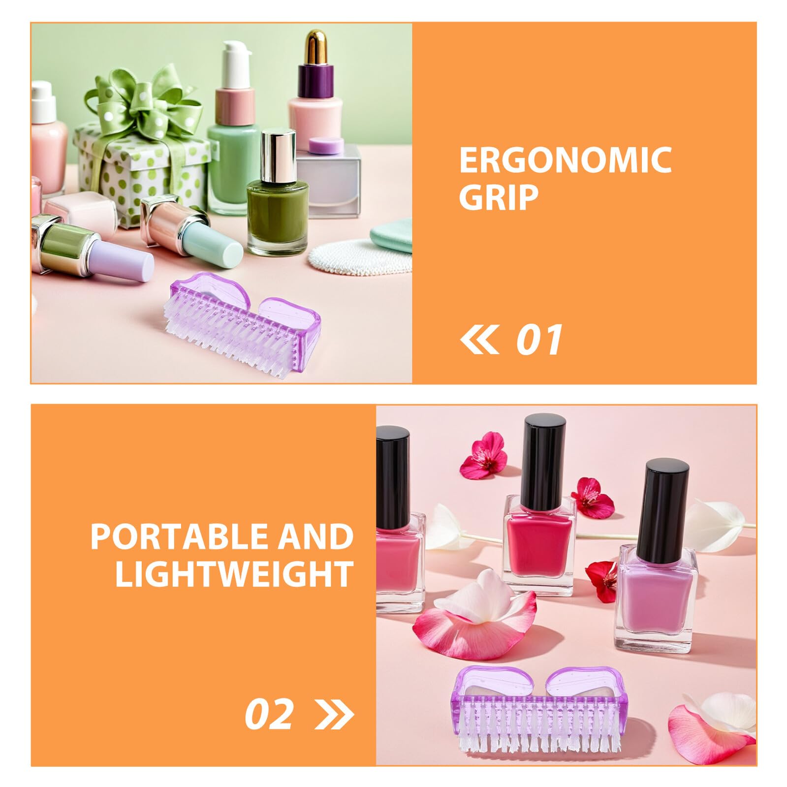 20 Cepillos para Uñas de Plástico Morados, Cepillos Suaves para Limpiar Polvo y Residuos, Tamaño Pequeño Portátil para Manicura y Pedicura Profesional y Doméstica