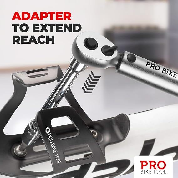 PRO BIKE TOOL Bike Torque Wrench Set - 1/4 Inch Drive, 2.2-16.9 Nm | 20-150 in-lb, Allen & Torx Bits, Extension Bar, Protective Storage Case