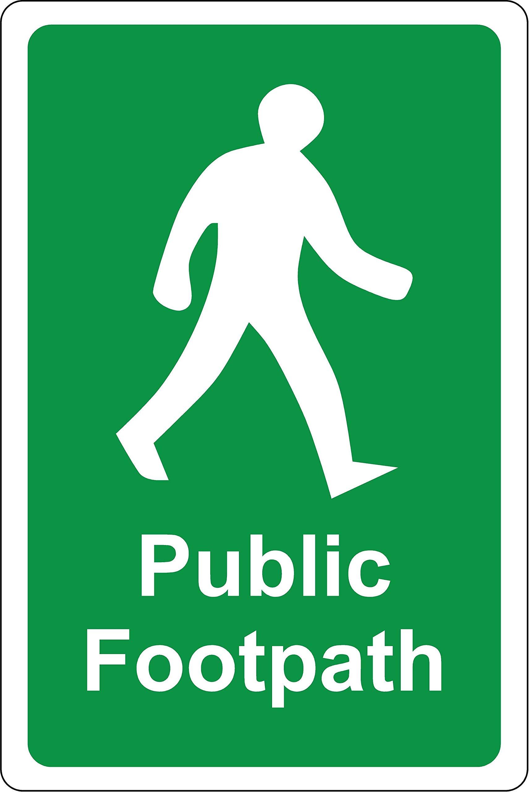 Kpcm Display Ltd Green Public Footpath Sign - 1.2Mm Rigid Plastic 300Mm X 200Mm