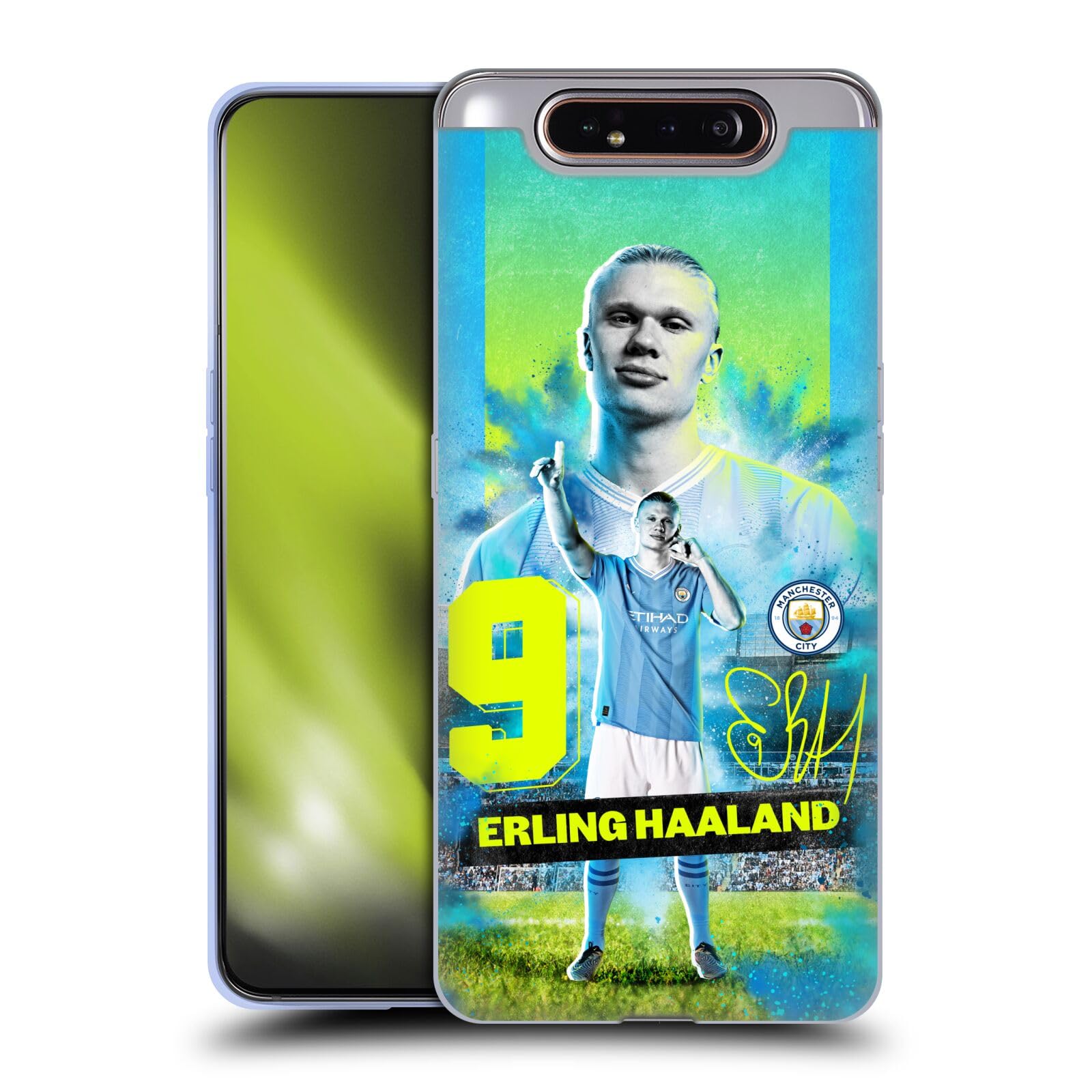 Head Case Designs Officially Licensed Manchester City Man City FC Erling Haaland 2023/24 First Team Gel Case [Military Grade Protection] Compatible With Samsung Galaxy A80 (2019)