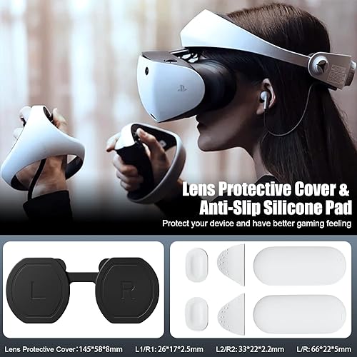 Miniatura 7 de KingSpec Protector de lente y controlador PS VR2 almohadilla de silicona antideslizante, accesorios PSVR2 para controlador de sentido y auriculares,