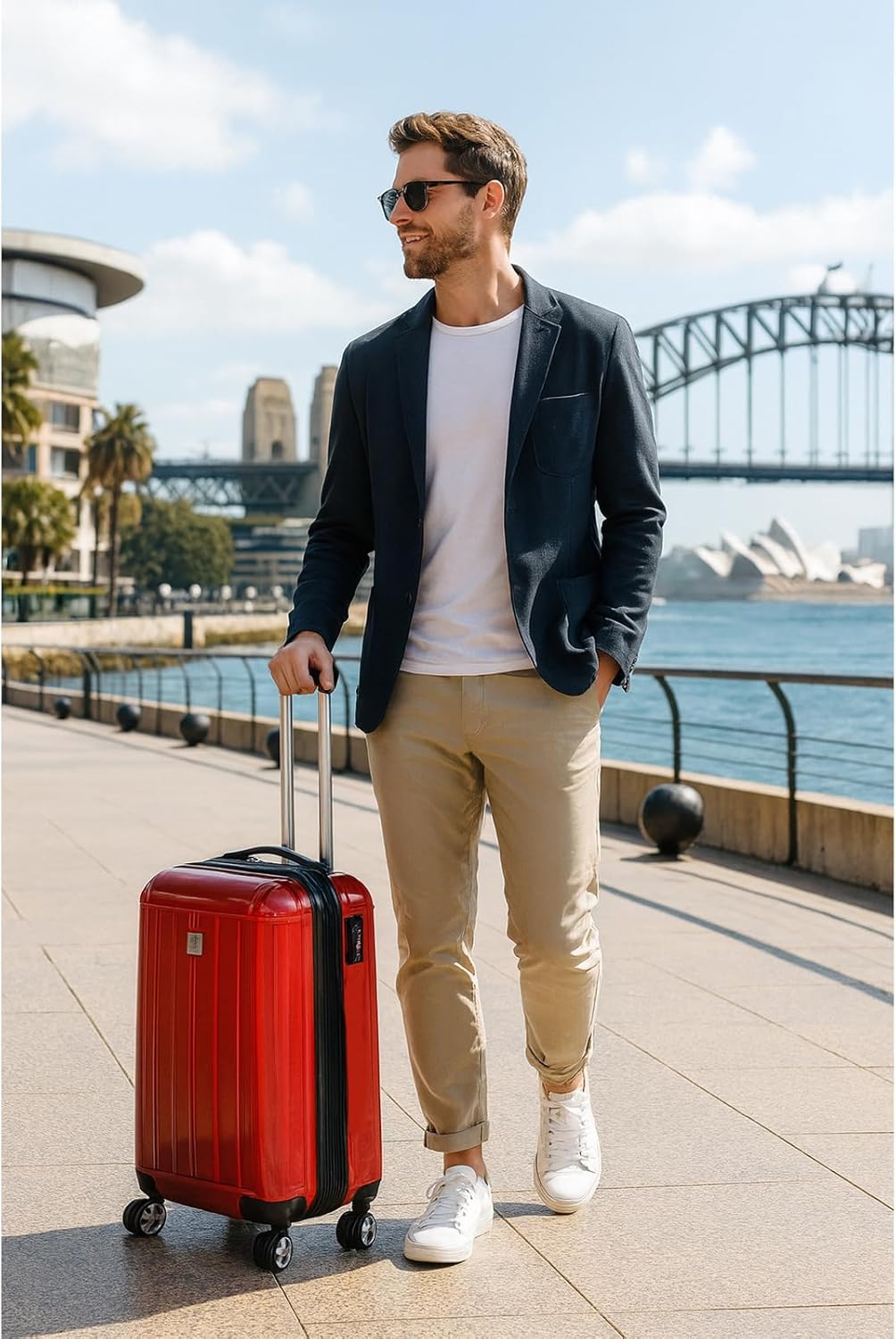 World Traveler Contour 20-Inch Carry-On Polycarbonate Hardside Expandable Spinner Luggage with TSA Lock - Red - Image 5