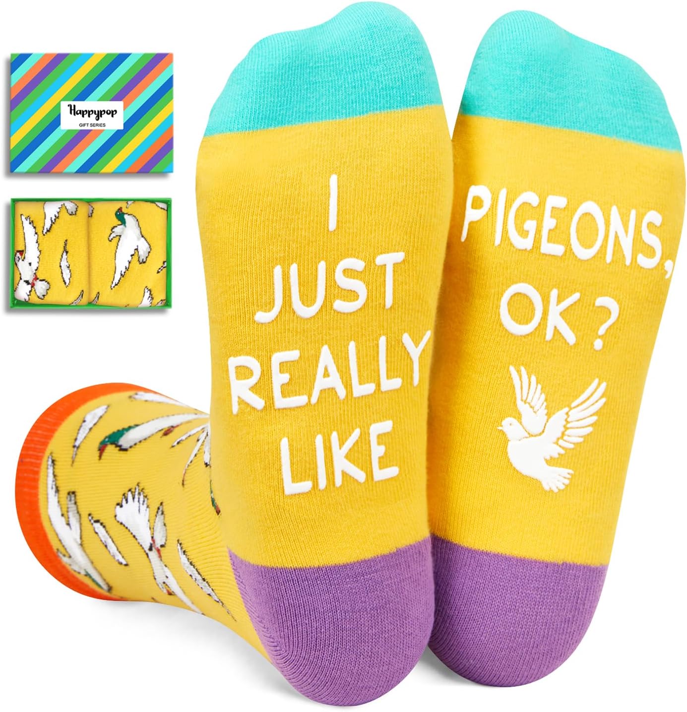 HAPPYPOP Nature Animal Socks - Hummingbird Bird Bee Pigeon Peacock Gifts for Keeper Gardener