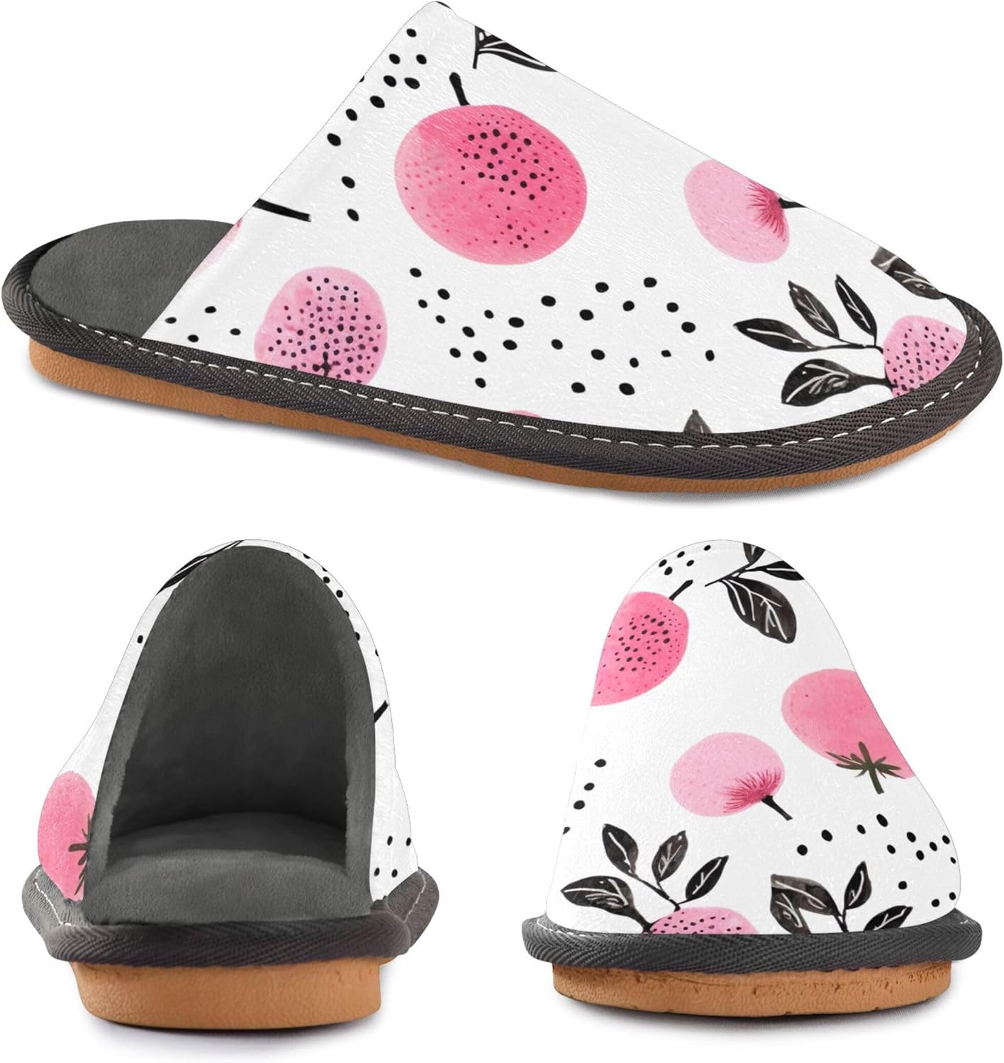 Apple House Slippers – Cozy Fuzzy Slippers for Guests, Washable & Disposable, Perfect for Shoeless Home, Spa & Hotel Use A110871