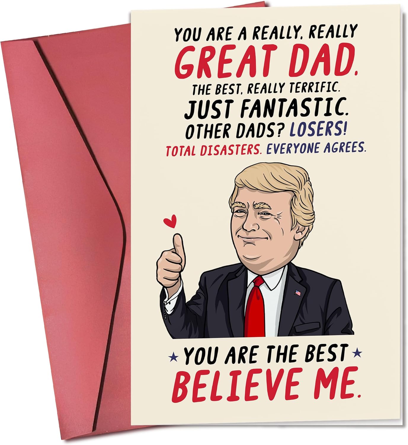 Fathers Day Card - Funny Cards for Dad from Daughter, Son, Kids, Children - Fathers Day, Birthday Cards for Dad, Daddy, Papa - Single 5.3''X 8'' Folded Greeting Card with Envelope 01 Dad