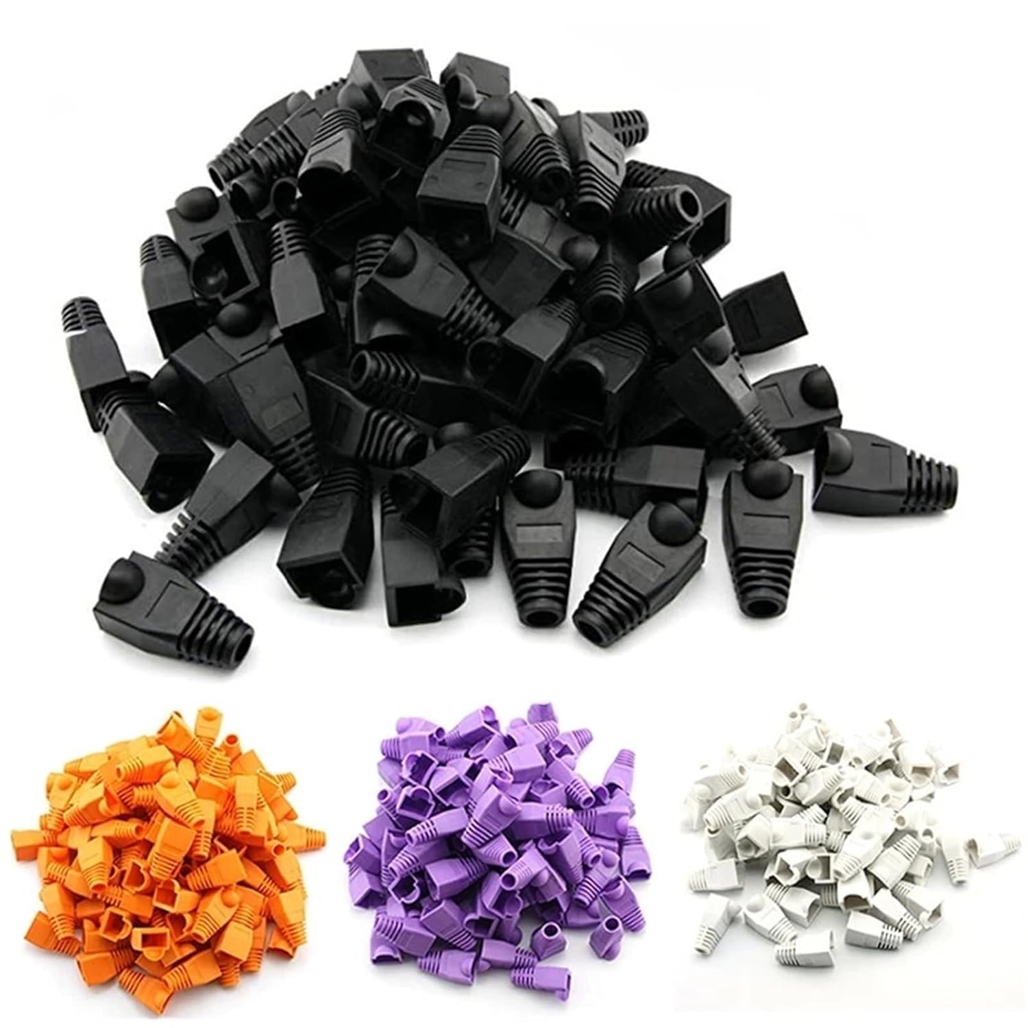 Cable Strain Relief Boots 300pcs Cat6 Cat5 Ethernet Network RJ45 Connector Caps Strain Relief Boot Crystal Rubber Cover(Dark Gray)